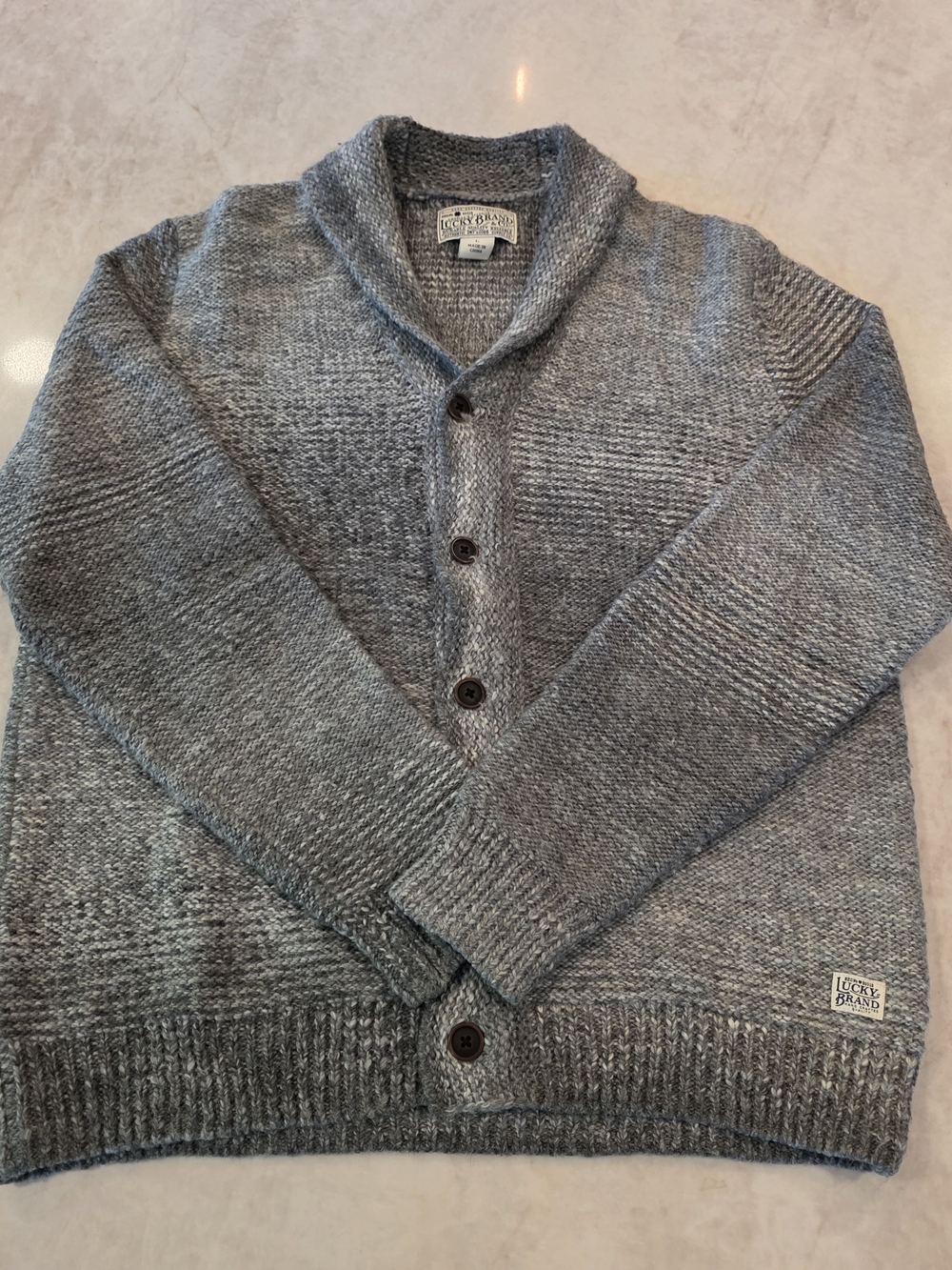 Lucky Brand Men's Shawl Collar Cardigan - Gray Heather